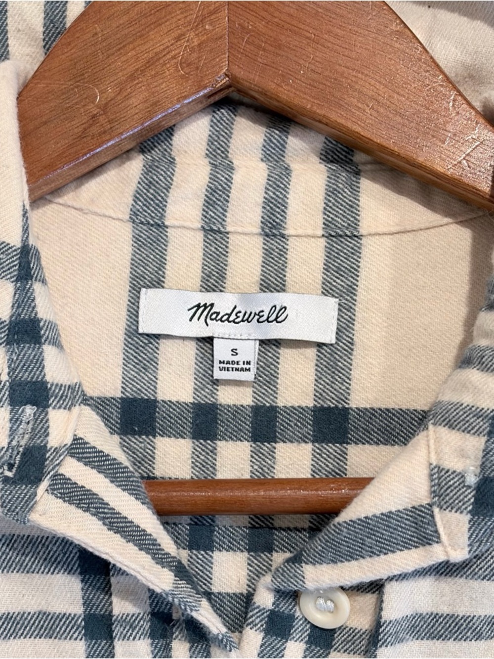 Madewell Plaid Flannel Shirt Small Neutral Cottagecore Casual - Picture 2 of 8